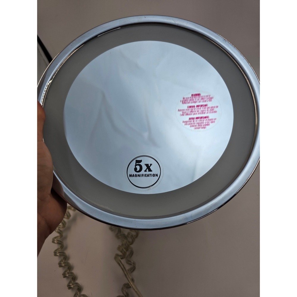 Jerdon HL1016CL Chrome Lighted 5x Magnification Wall Mount Makeup Mirror
